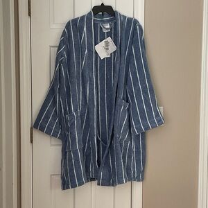 Elegant Blue Striped Women's Robe